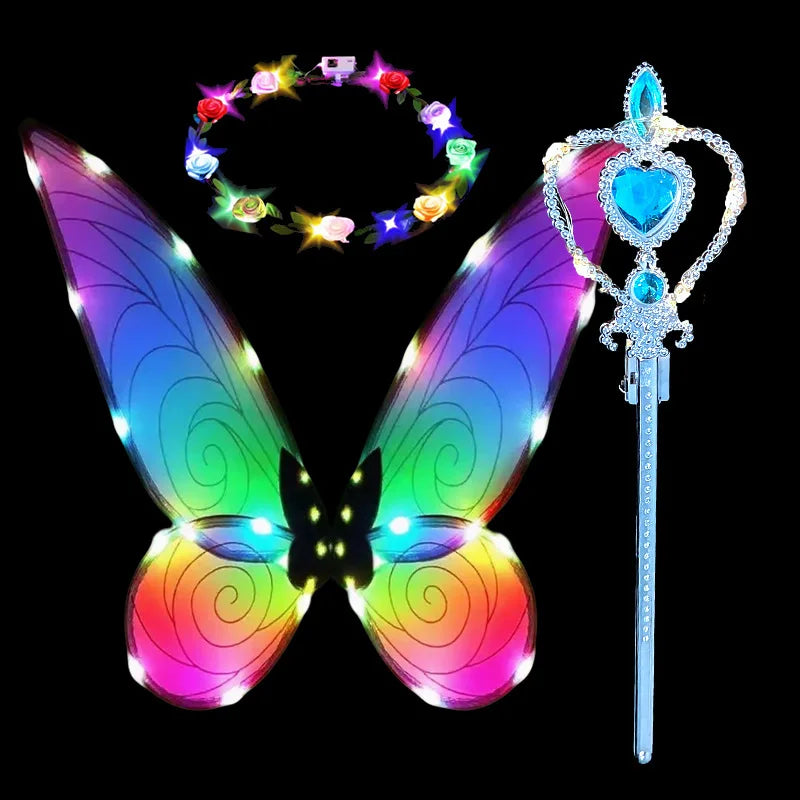 Girls Light-Up Butterfly Fairy Wings | Rainbow Princess Costume Fairy Wings Costume QXL