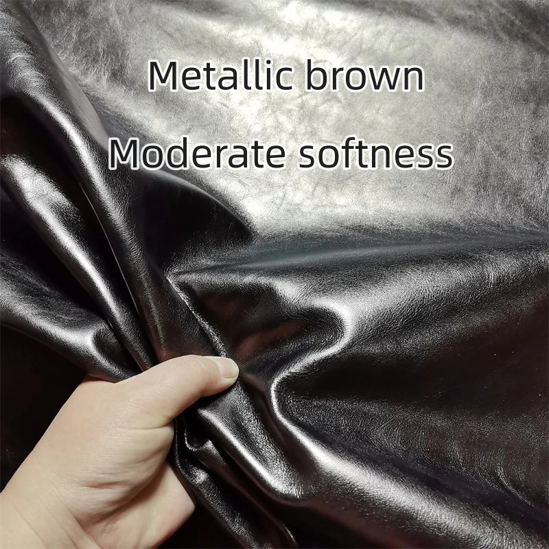 Champagne Gold Metallic Sheepskin Leather 0.8–1mm DIY Bags Leather Craft Fabric QXL