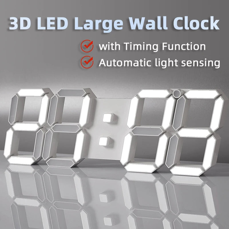 3D LED Digital Wall Clock with Remote Control & Timer LED Wall Clock QXL