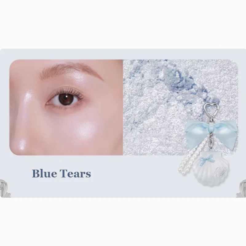 Flower Knows Shell Pearl Highlighter Palette | Shimmer Glow Highlighter Palette QXL Blue Tears