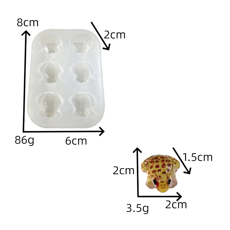 6-Piece Frog Silicone Resin Mold Set | DIY Epoxy Craft Molds Silicone Resin Mold QXL