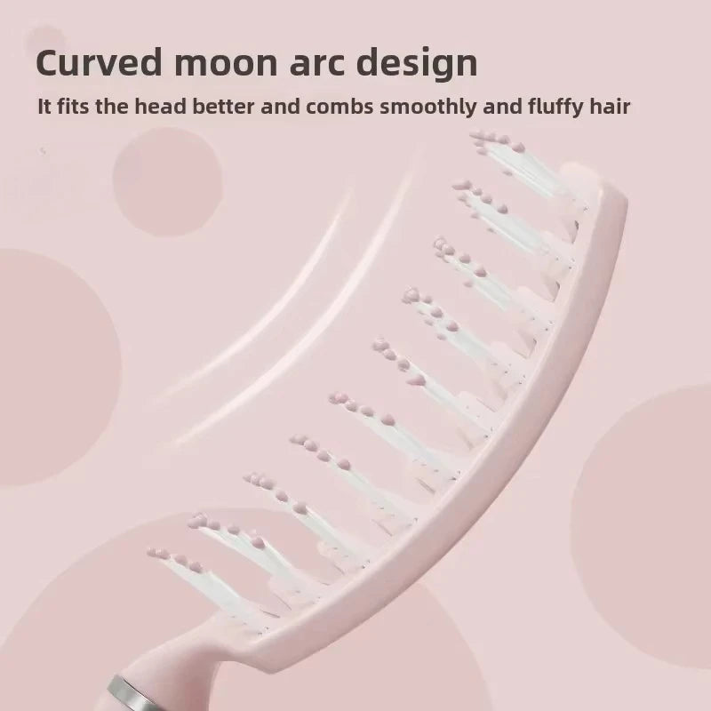 Pink Elastic Scalp Massage Comb | Hollow Detangling Hair Brush Scalp Massage Comb QXL