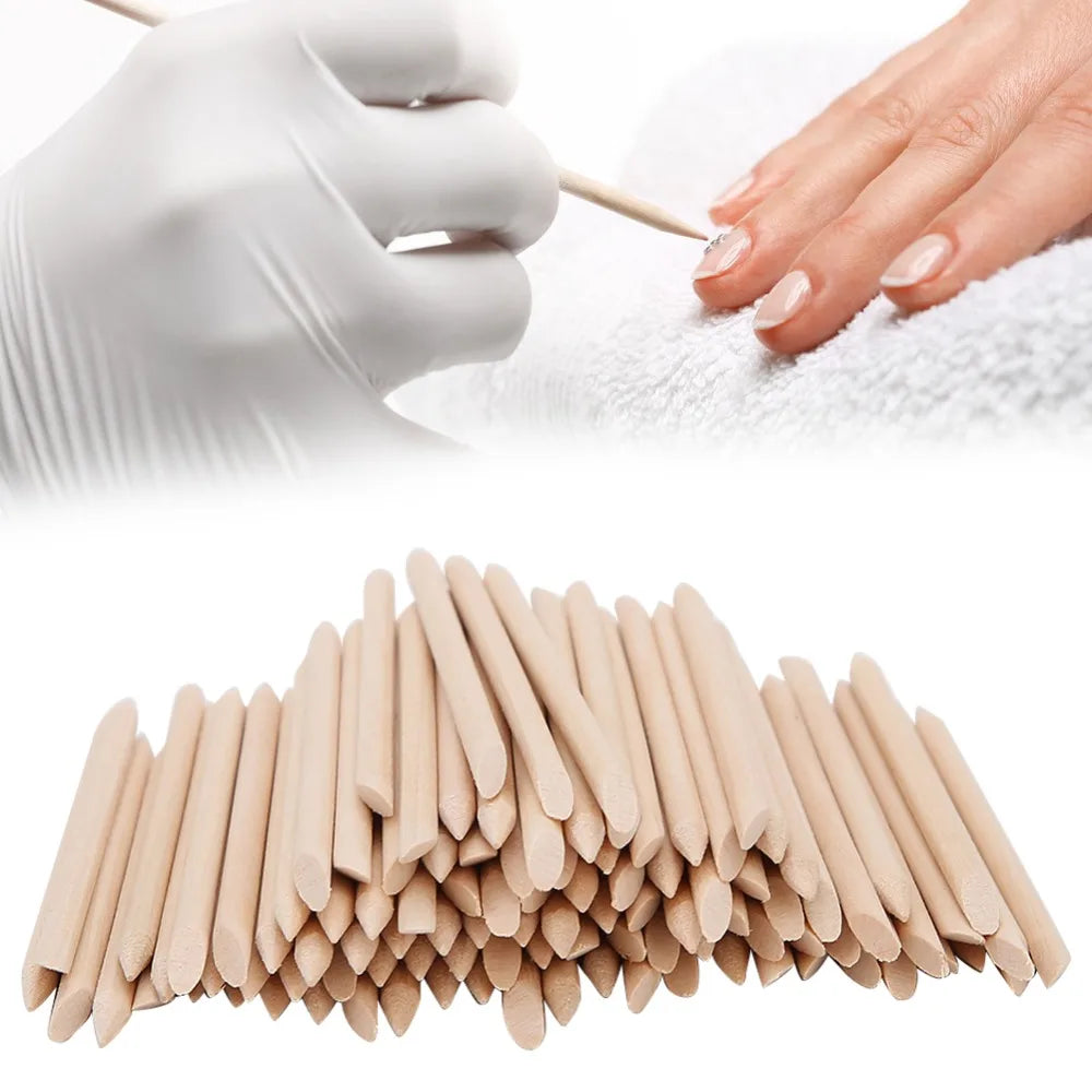200-Pack Double-Head Orange Wood Cuticle Pusher Sticks Cuticle Pusher Sticks QXL