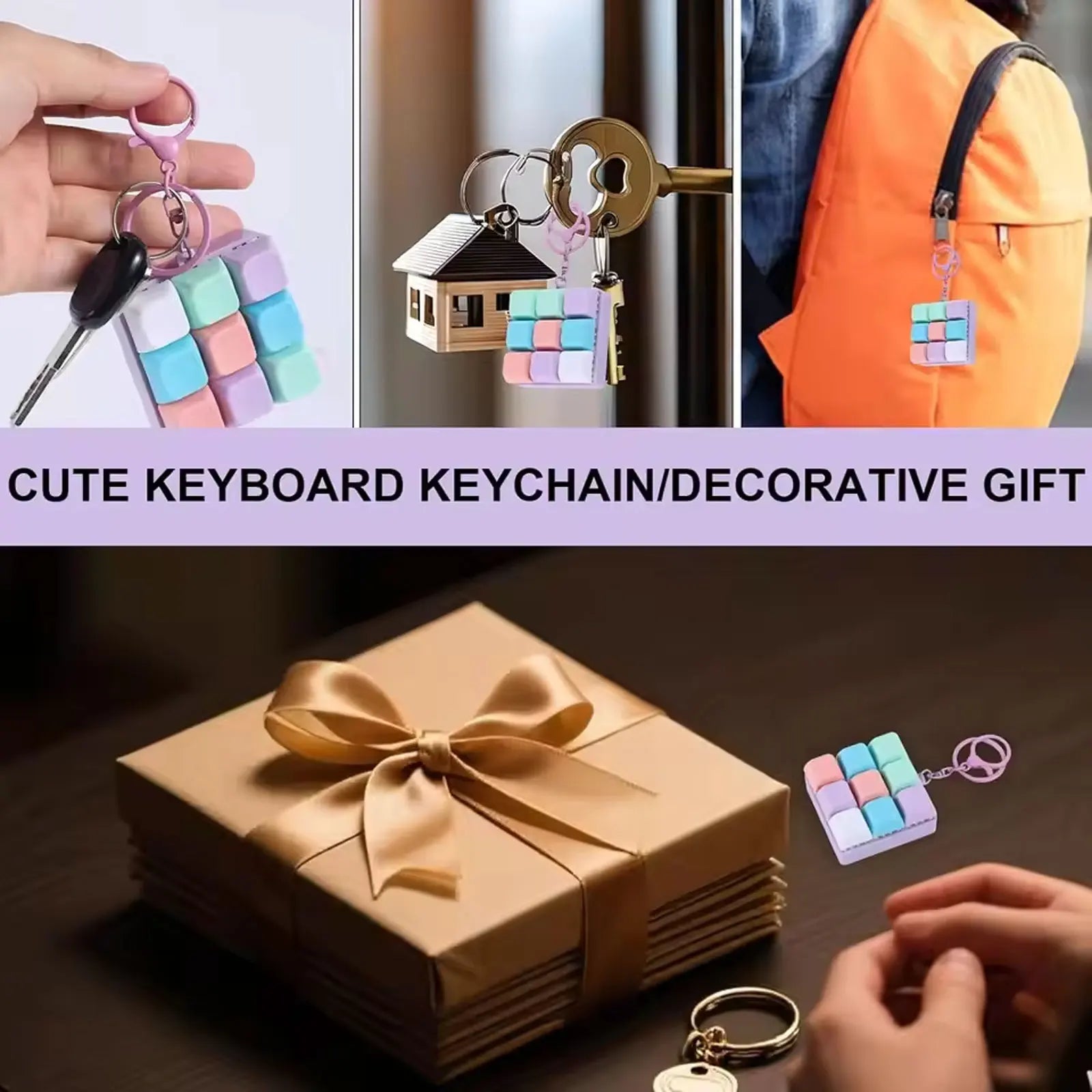 9-Key Keyboard Fidget Keychain | Clickable Mini Toy for Adults Fidget Keychain Toy QXL