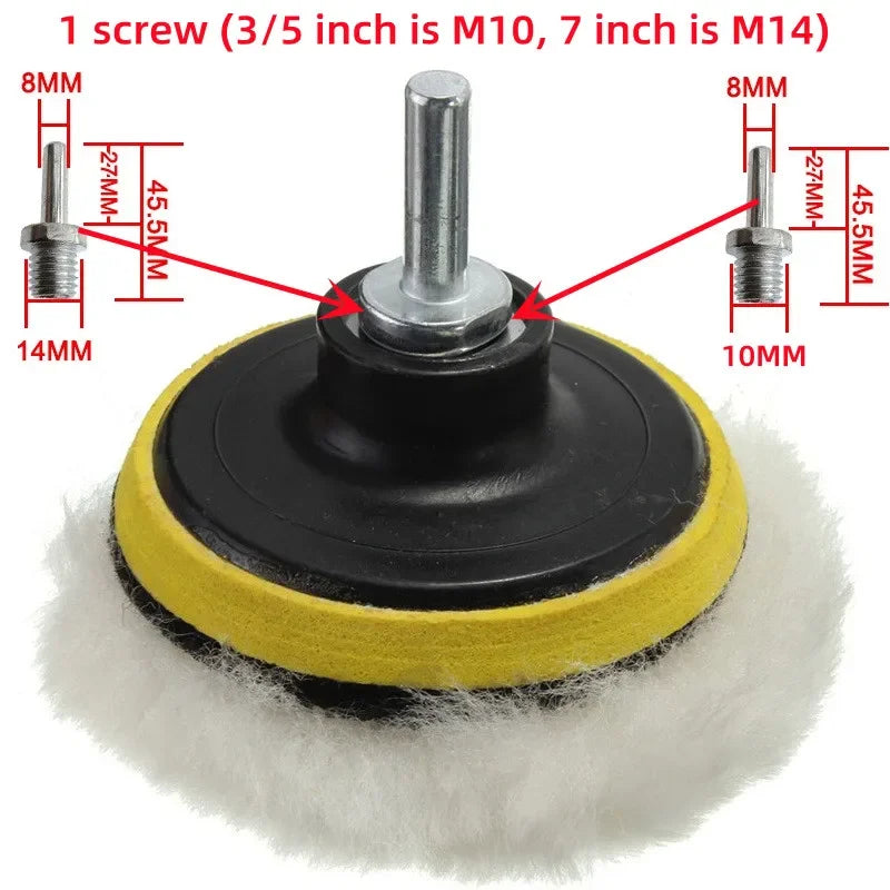8-Piece Car Buffing Polishing Pad Kit 3/5/7 Inch + Drill Adapter Car Polishing Pad Kit QXL