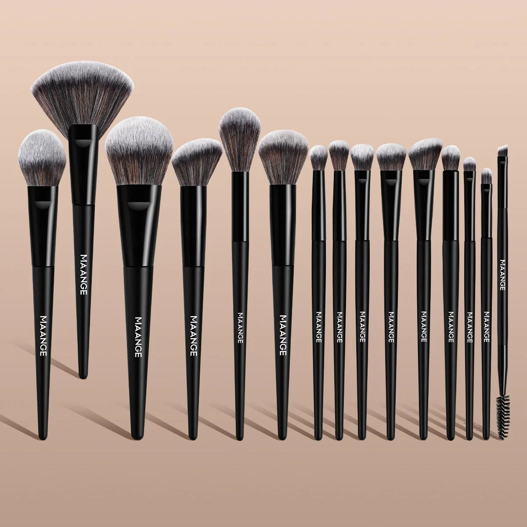 MAANGE 15-Pc Makeup Brush Set | Face & Eye Brushes Kit Makeup Brush Set QXL
