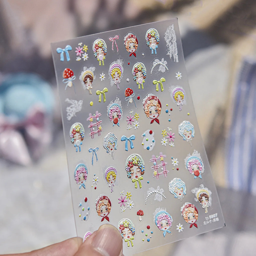 5D Retro Lolita Nail Stickers – Fairy Tale Nail Art Decals Nail Art Stickers QXL