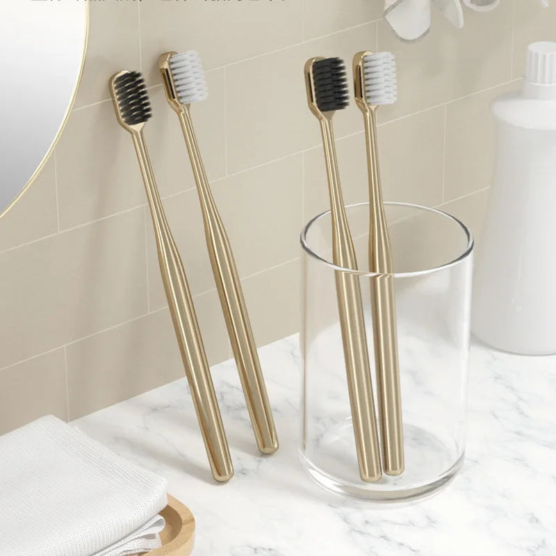 Luxury Gold-Plated Soft Toothbrush | Ultra-Fine PBT Bristles Luxury Toothbrush QXL