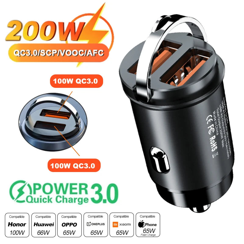 100W Mini USB-C Car Charger | Fast Charge iPhone & Samsung Car Phone Charger QXL
