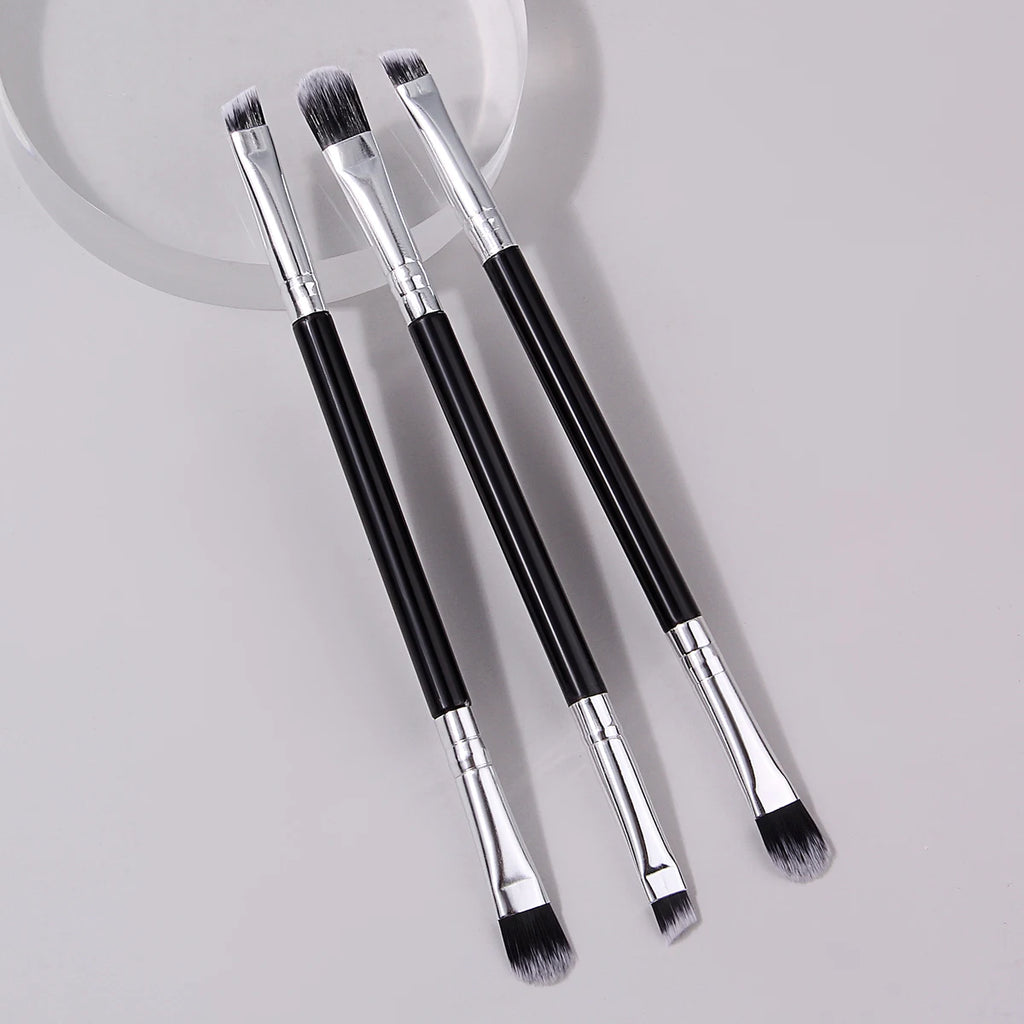 KOSSHOW 3-Pc Double-Ended Eyeshadow & Brow Liner Brush Set Eye Makeup Brush Set QXL