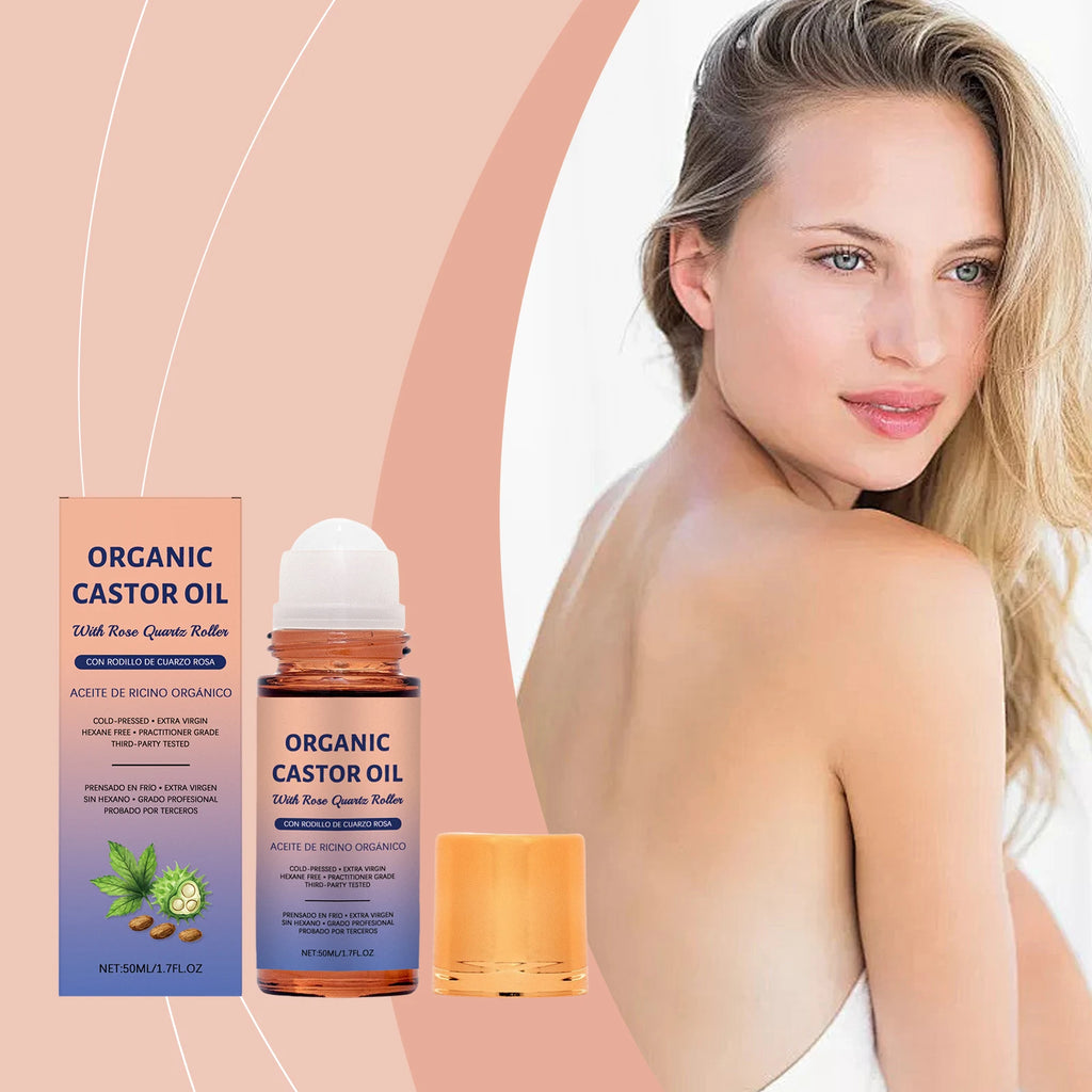 Organic Castor Oil Roller Ball | Firming & Brightening 50ml Body & Face Skin Oil QXL