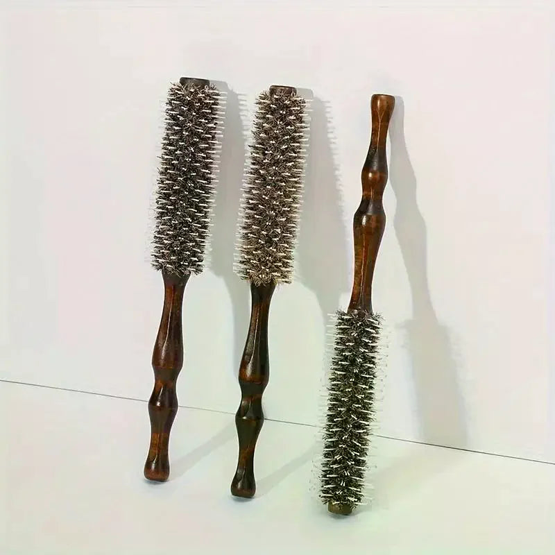 Wooden Handle Round Hair Brush | Boar & Nylon Bristles Round Hair Brush QXL