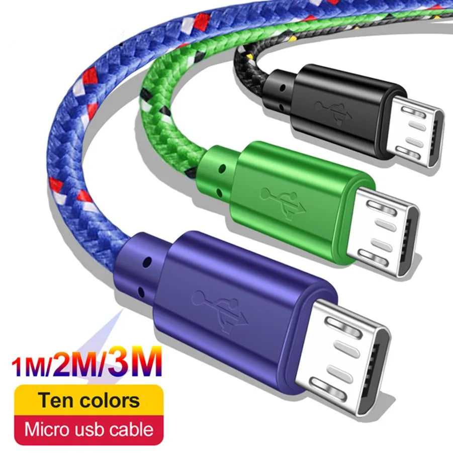 Nylon Braided Micro USB Fast Charge Cable 0.5M–3M 2.4A Micro USB Cable QXL