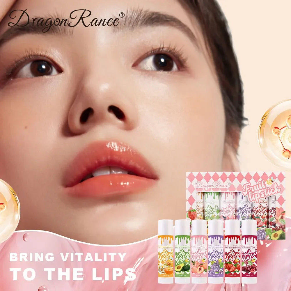 Dragon Ranee Fruit Tinted Lip Balm Set – 6 Glossy Sticks Tinted Lip Balm Set QXL