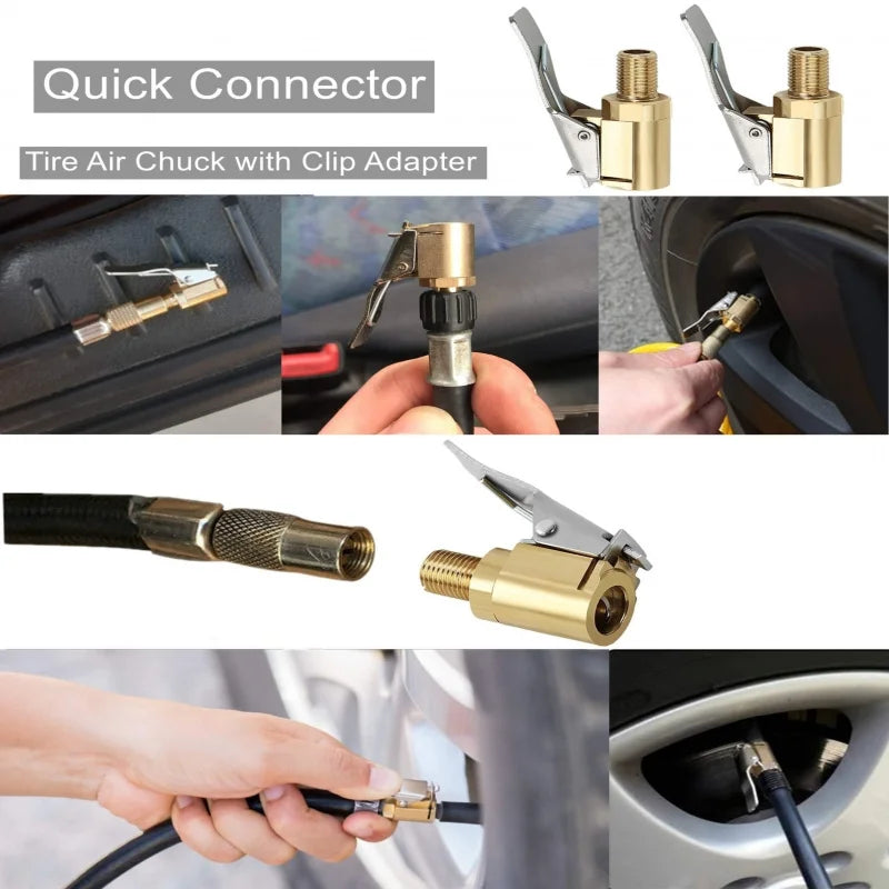 Brass Locking Tyre Air Chuck Clip Adapter | Leak-Proof Inflator Tyre Air Chuck Adapter QXL