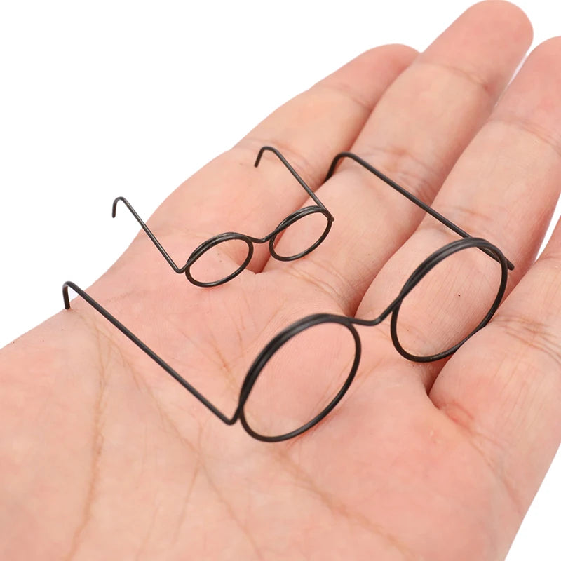 2-Pack Retro Round Lensless Alloy Glasses for BJD 1/6 Dolls Doll Accessories QXL
