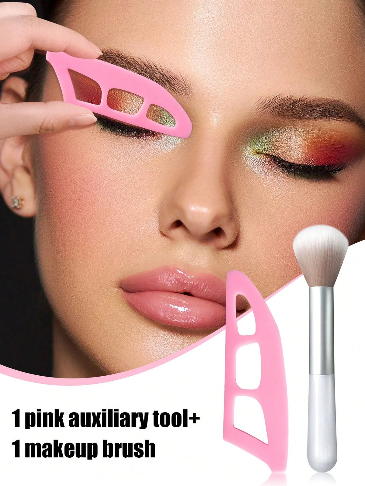 Silicone Eyeshadow Stamp Seal Template for Beginners Eyeshadow Stamp Tool QXL 2Pcs-Au Br Pink