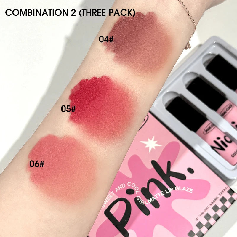 GECOMO Matte Lip Glaze Set | Rose & Nude Lip Mud Combo Matte Lip Glaze Set QXL
