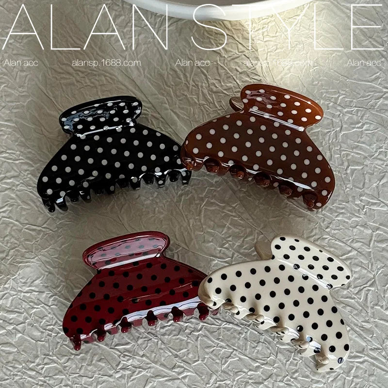 Korean Polka Dot Acetate Hair Claw Clip | Medium Shark Clip Hair Claw Clip QXL