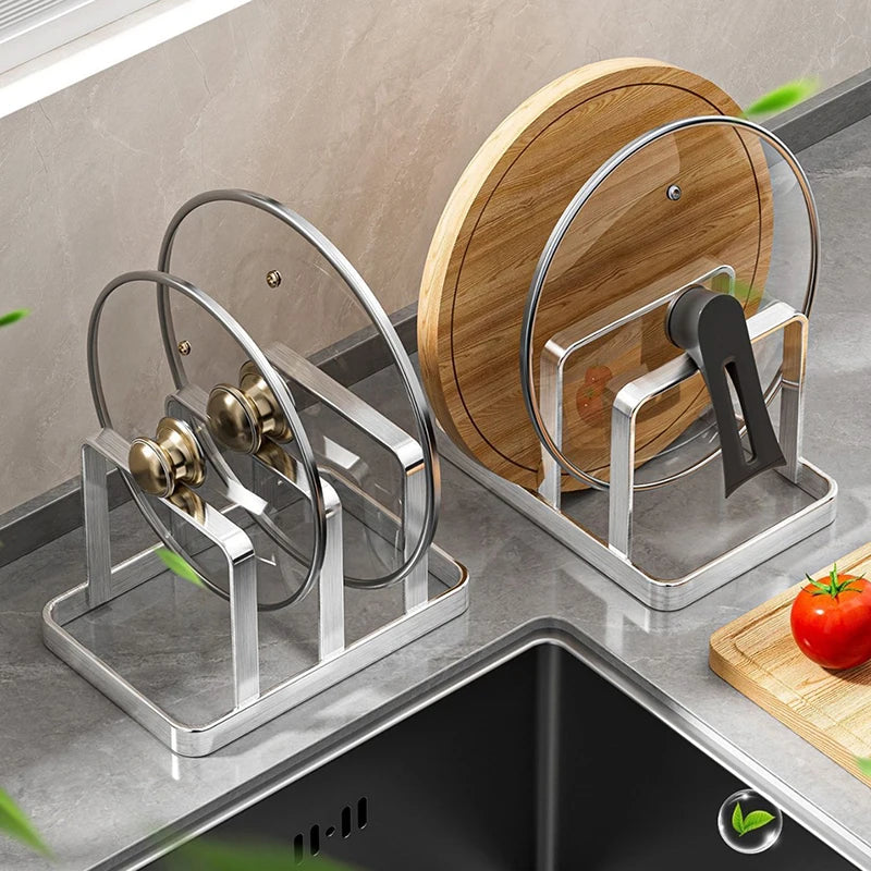 Stainless Steel Pot Lid & Cutting Board Organizer Rack Kitchen Storage Rack QXL
