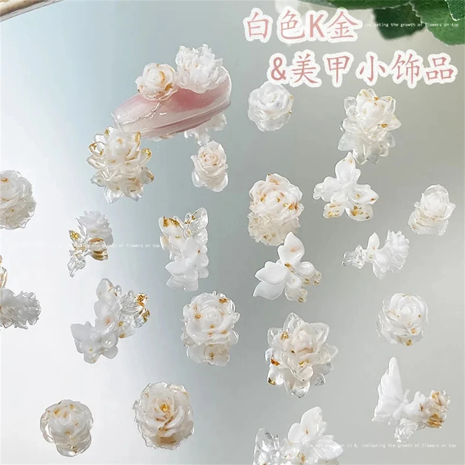 20-Pc 3D Flower & Butterfly Nail Charms | Korean DIY Nail Art Nail Art Charms QXL