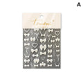 3D Heart Pearl Bow Ribbon Nail Stickers | Self-Adhesive DIY Nail Art Stickers QXL A