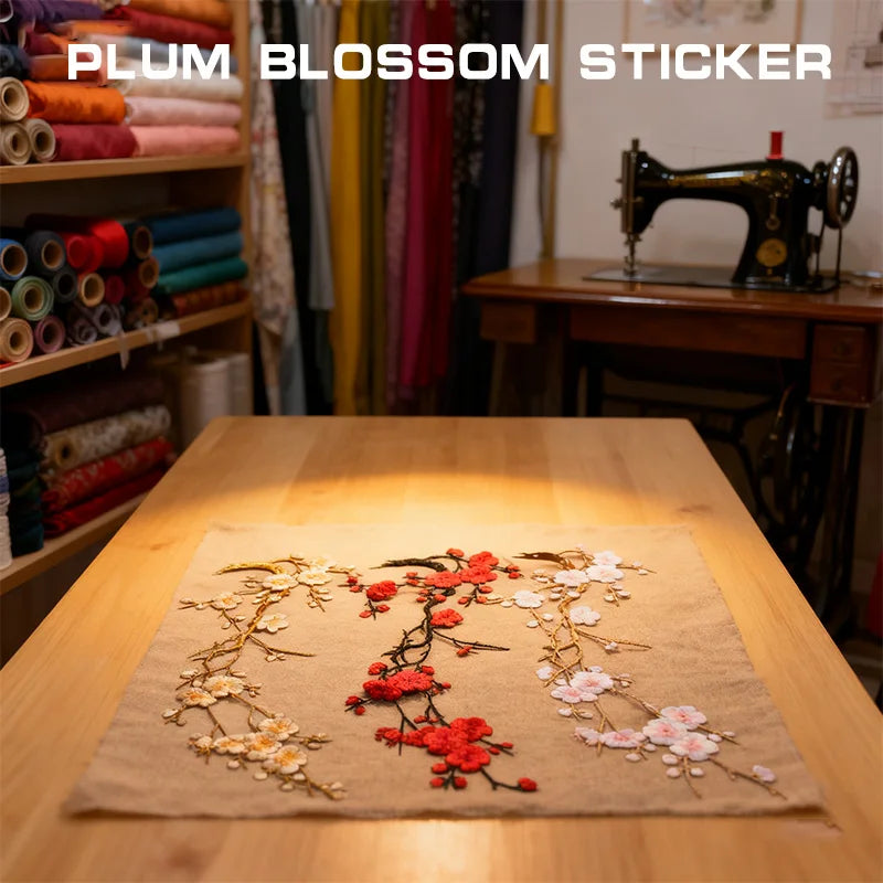 Embroidered Plum Blossom Iron-On Sew-On Fabric Patch Applique Embroidered Fabric Patch QXL