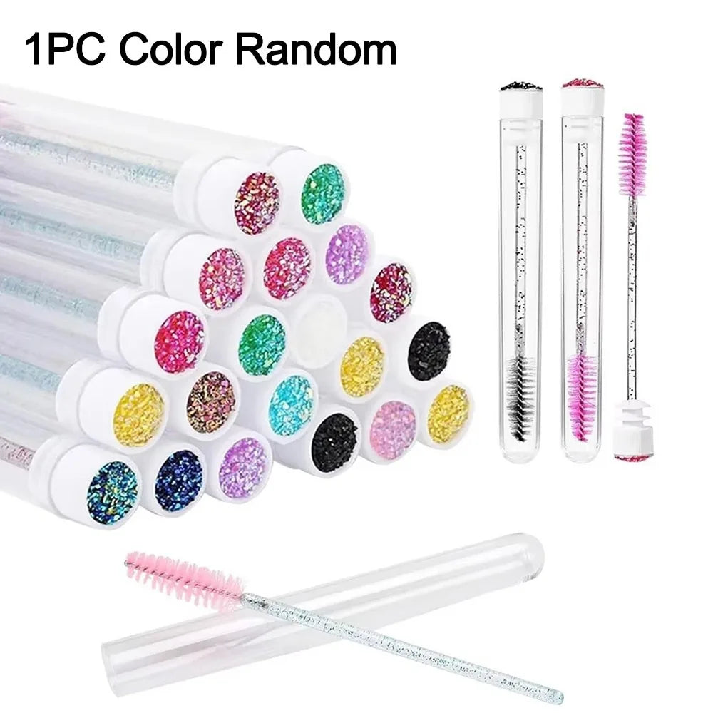 Reusable Sparkling Mascara Wand & Eyelash Brush in Tube Case Mascara Wand Brush QXL 1PC Color Random