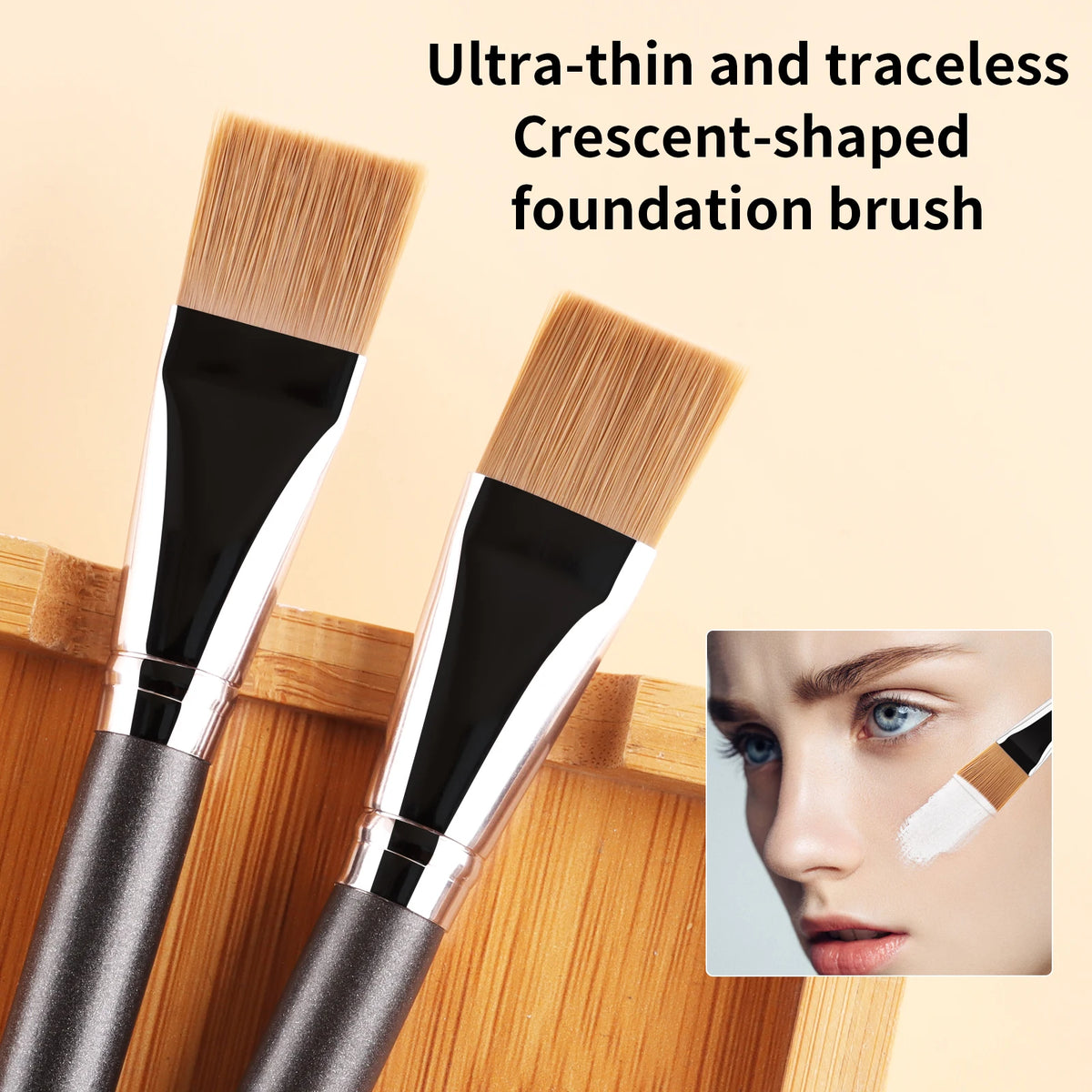 2-Pack Flat Foundation Brushes | Soft Synthetic Applicator Set Foundation Makeup Brush QXL
