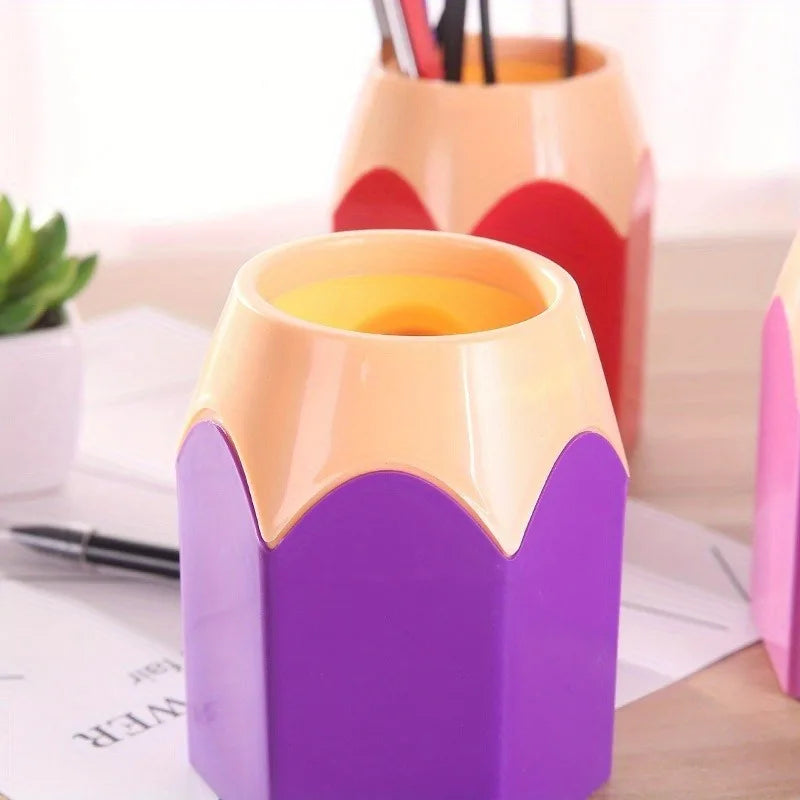 5-Pack Pencil-Shaped Desk Pen Holders | Colorful Cartoon Organizer Desk Pen Holder QXL