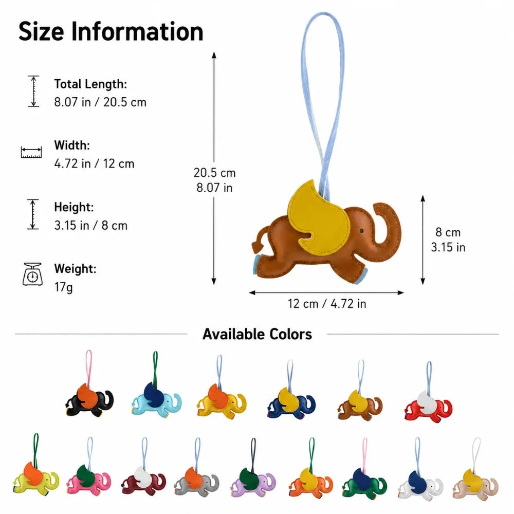 Elephant Bag Charm PU Leather Keychain Pendant | Gift for Her Bag Charm Keychain QXL