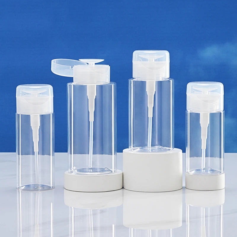 Refillable Press Pump Dispenser Bottle 100–300ml | Beauty & Nail Pump Dispenser Bottle QXL
