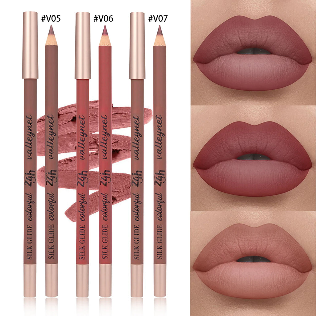 3-Pack Brown Matte Lip Liner | Waterproof & Long-Lasting Lip Liner Set QXL V05 V06 V07