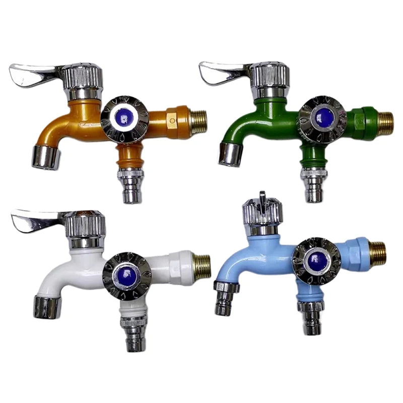 Dual Outlet Water Tap 1/2" Double Control Faucet Splitter Faucet Splitter Tap QXL
