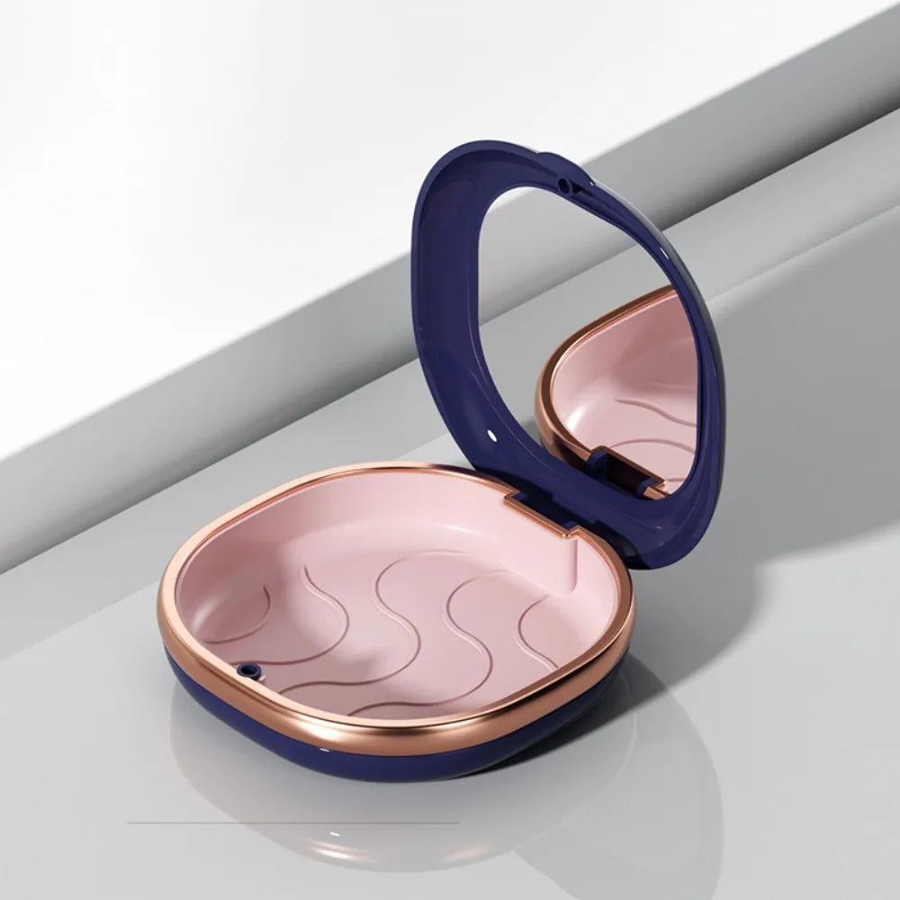 Portable Retainer Case with Mirror & Drain | Aligner Box Retainer Storage Case QXL Dark Blue