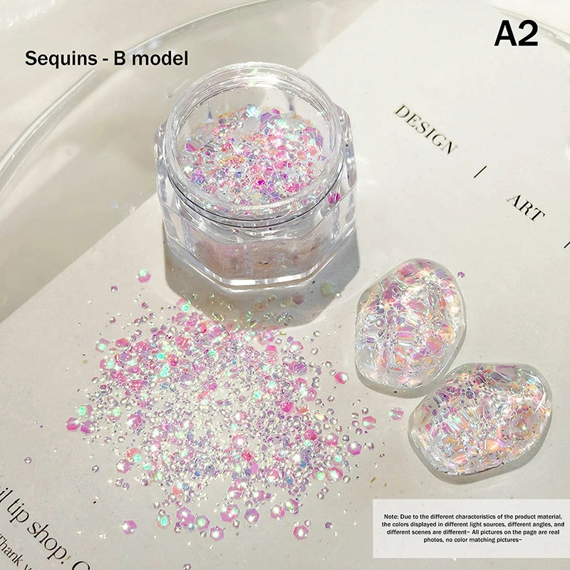 Mermaid Holographic Nail Glitter Flakes & Laser Sequins Nail Art Glitter QXL A2