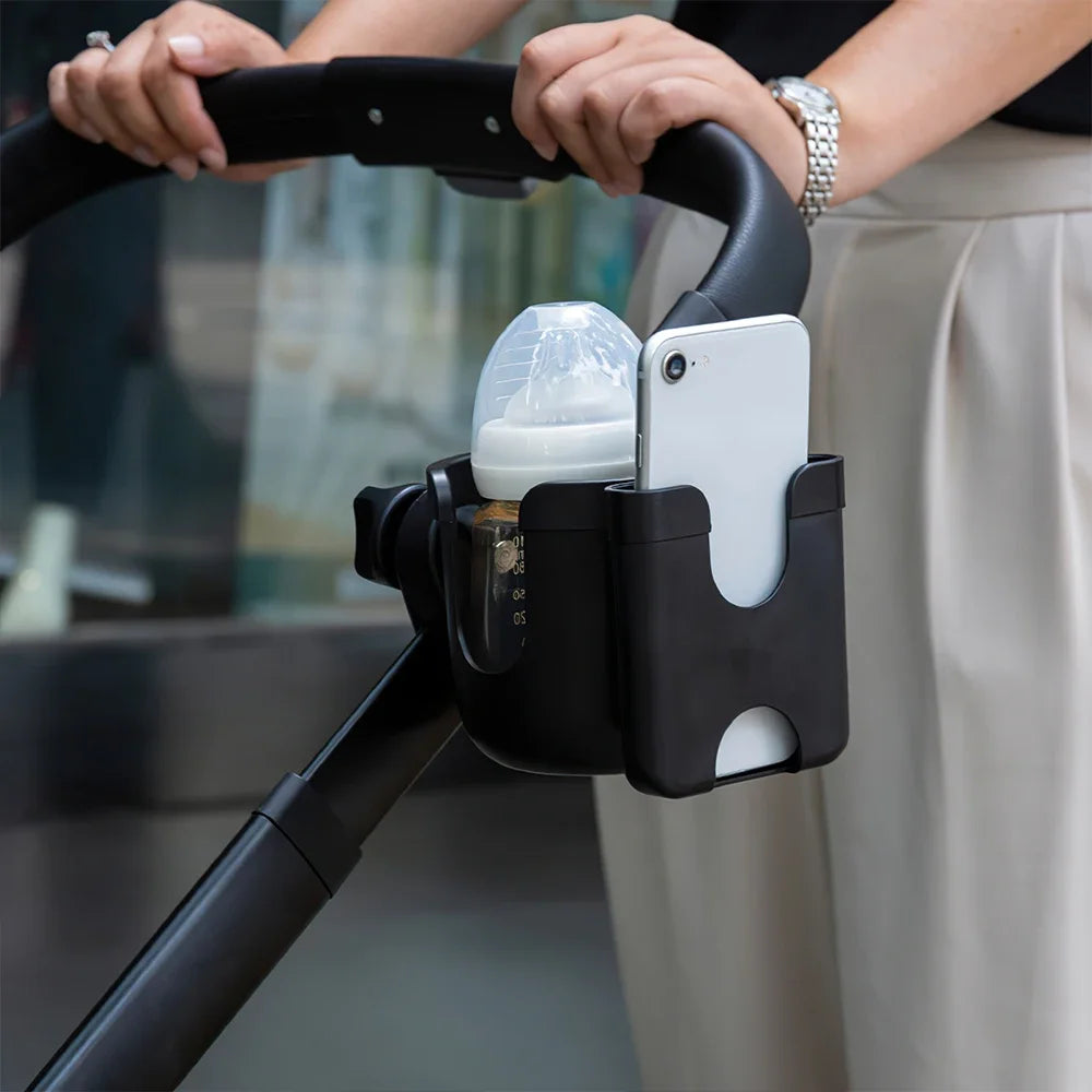 2-in-1 Baby Stroller Cup & Phone Holder | Black Stroller Accessory QXL