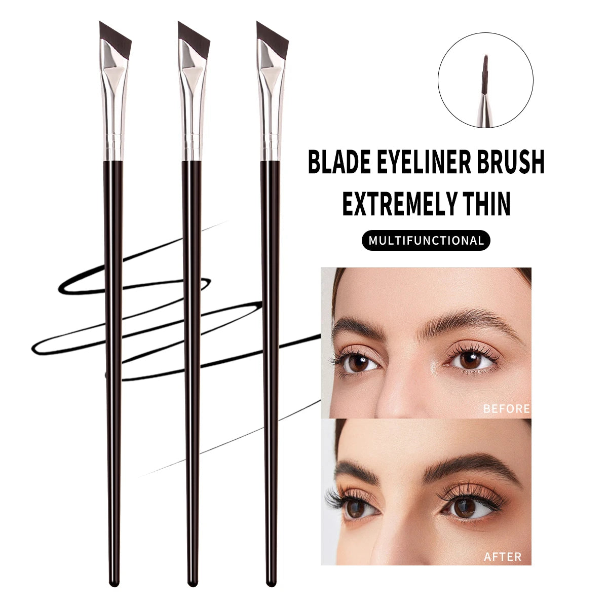 KOSSHOW Ultra-Thin Angled Brush | Brow & Gel Eyeliner Angled Makeup Brush QXL