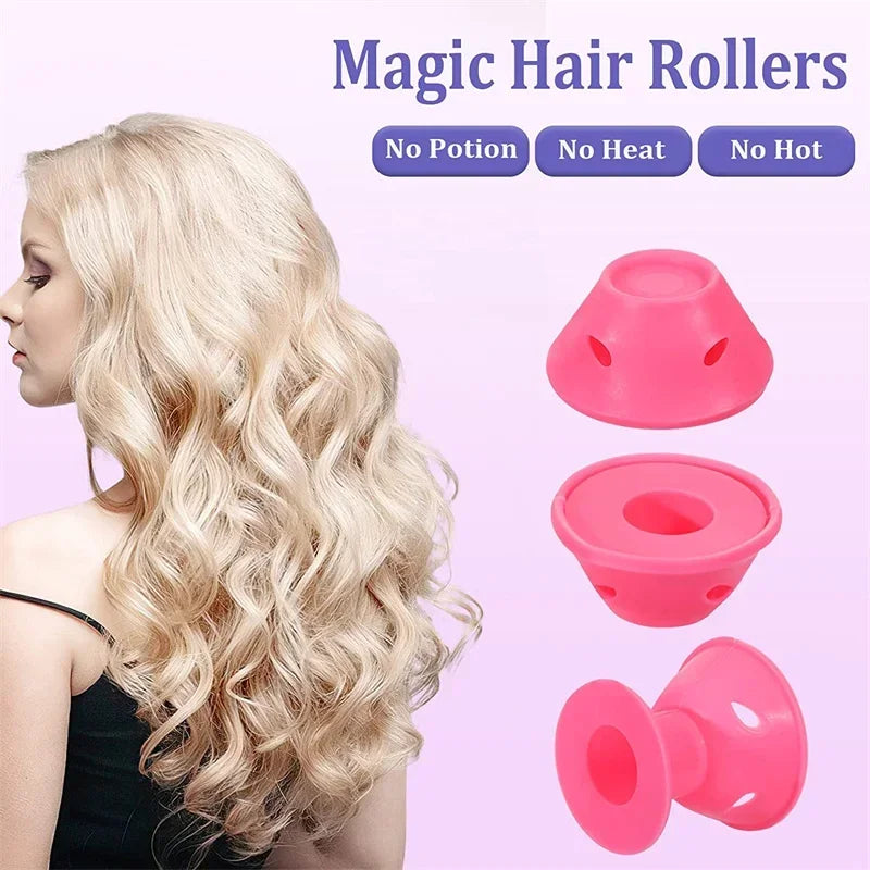 10-Pack Heatless Hair Curlers | Soft Silicone Wave Rollers Heatless Hair Curlers QXL