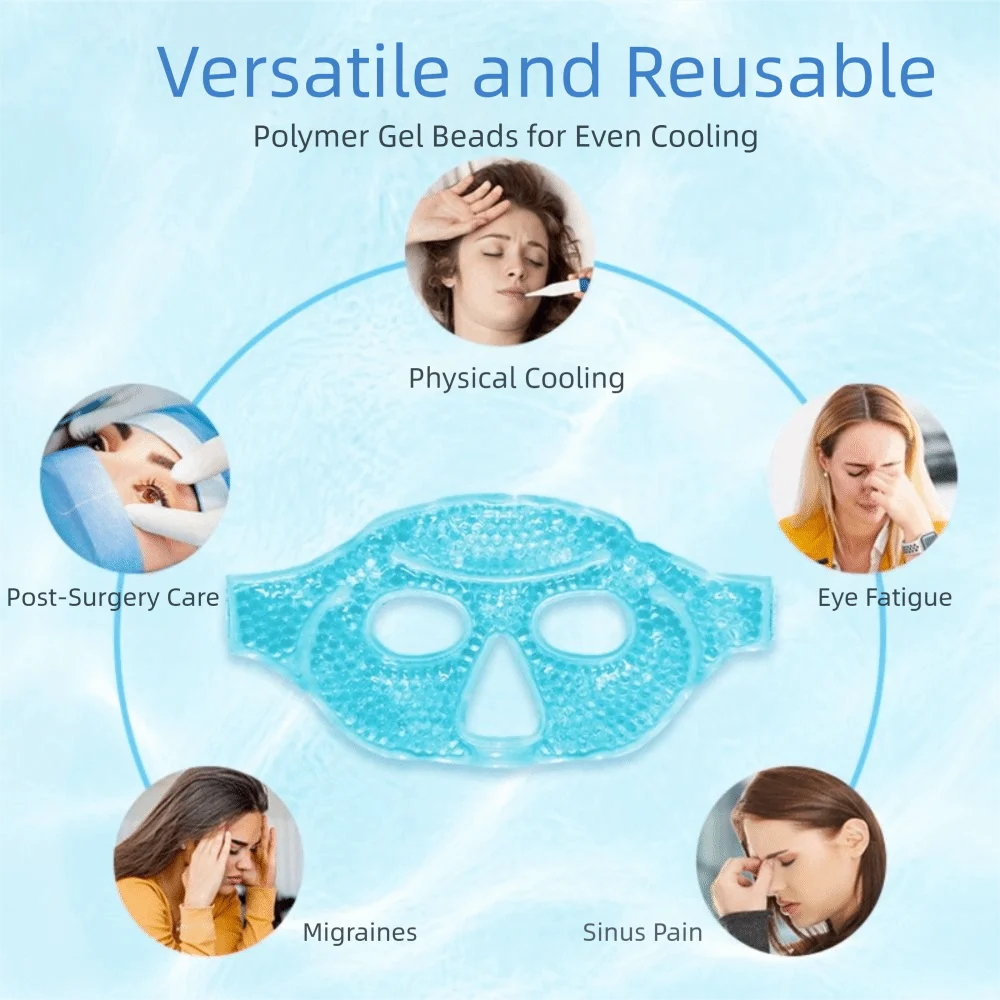Reusable Gel Bead Eye & Face Mask | Hot & Cold Therapy Gel Eye Face Mask QXL