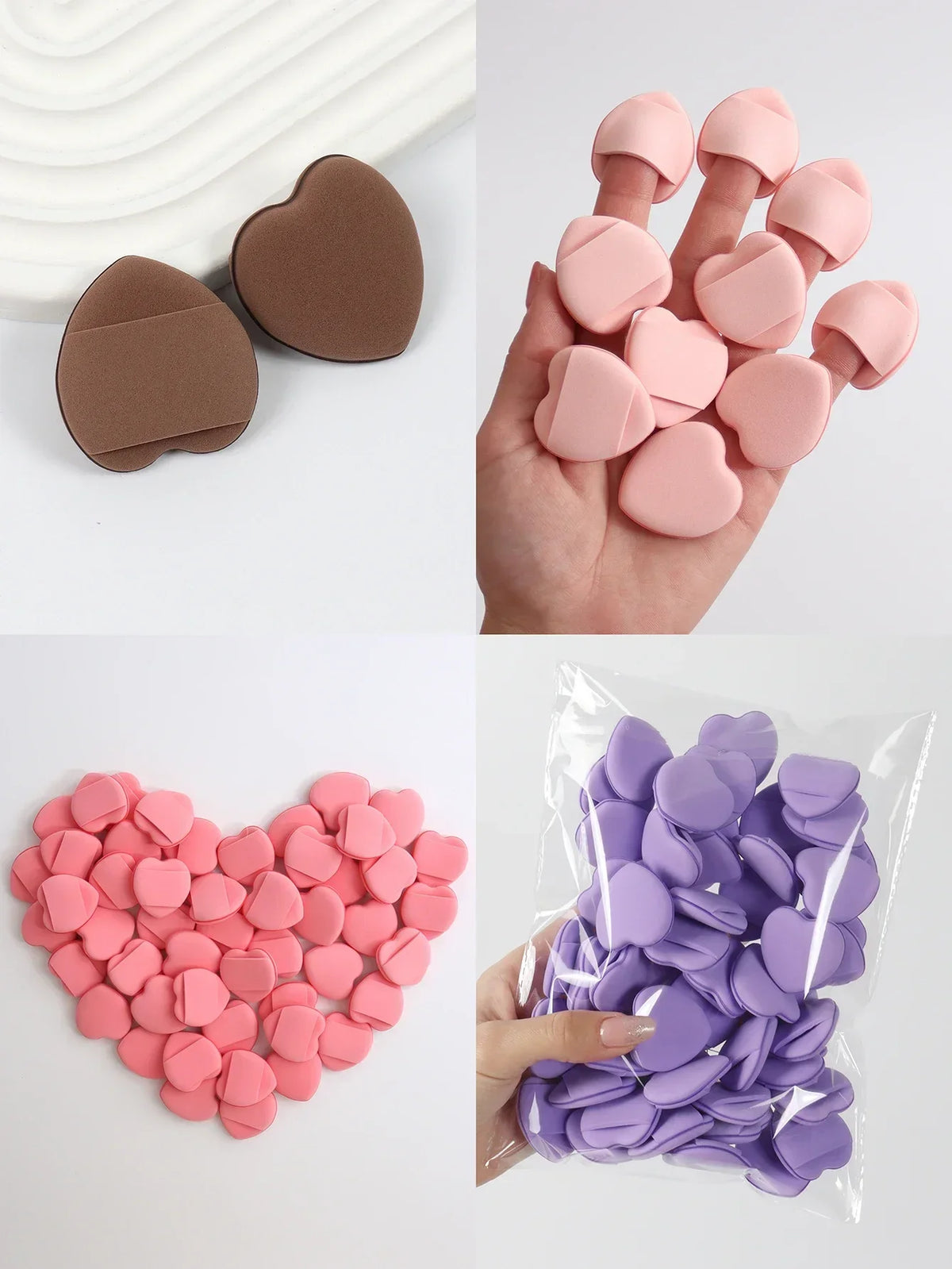 50-Pack Mini Finger Cushion Puffs | Latex-Free Makeup Sponge Makeup Sponge Puff QXL