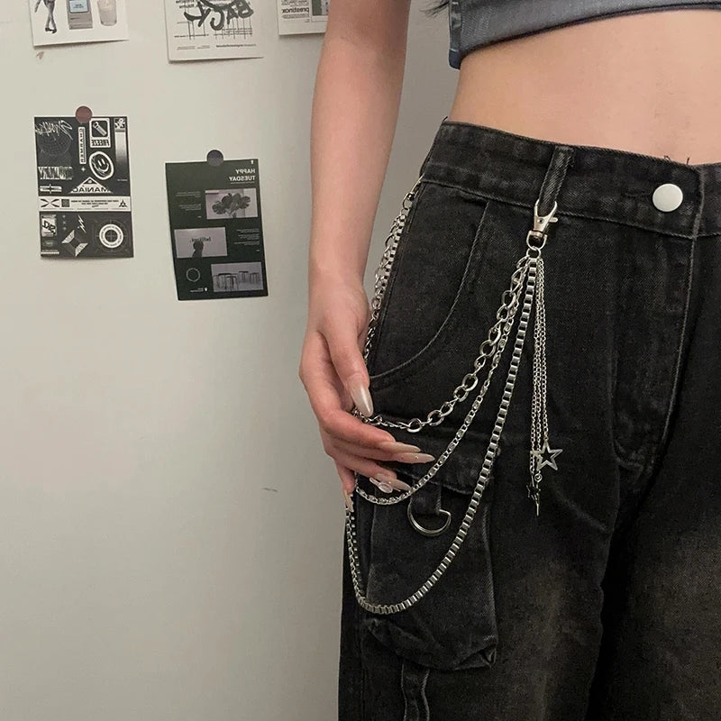 Star Tassel Metal Waist Chain | Pants Belt Chain Jewelry Waist Chain Jewelry QXL