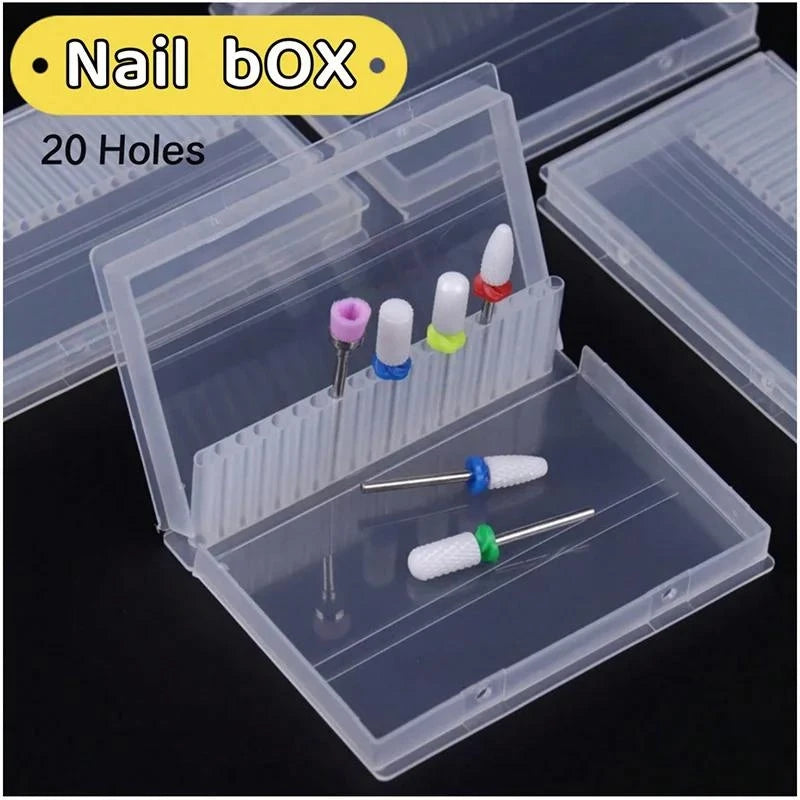 20-Hole Nail Drill Bit Holder Organizer Stand – Transparent Nail Bit Organizer QXL