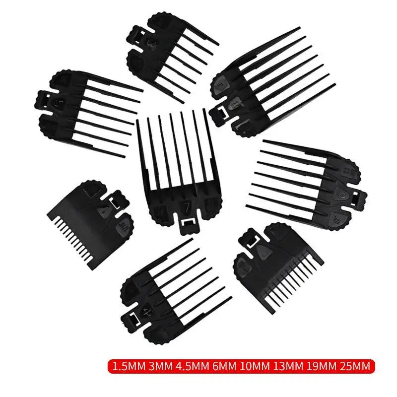 8-Piece Hair Clipper Guard Comb Set | Universal 1.5–25mm Clipper Guard Set QXL Black