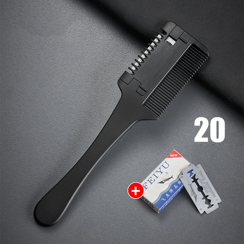 GIANXI Carbon Fiber Hair Cutting Comb with Razor Blades Hair Cutting Comb QXL With 20 Blades