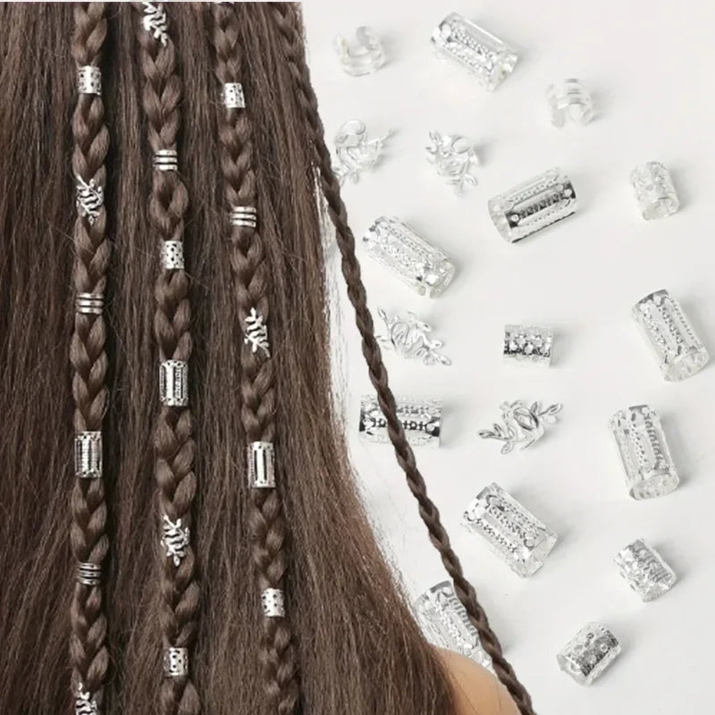 40-Pc Metal Hair Rings, Beads & Cuffs for Braids | Gold Silver Hair Braid Accessories QXL
