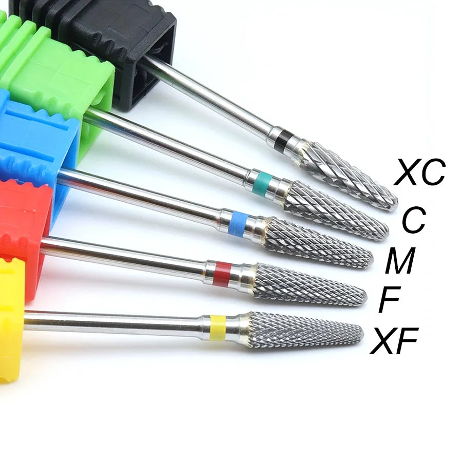 FUMOSIK Tungsten Carbide Bullet Nail Drill Bit 3/32 Manicure Nail Drill Bit QXL