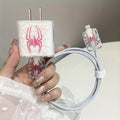 TPU Spider Charger & Cable Protector Set for iPhone 20W Cable Protector Set QXL Pink