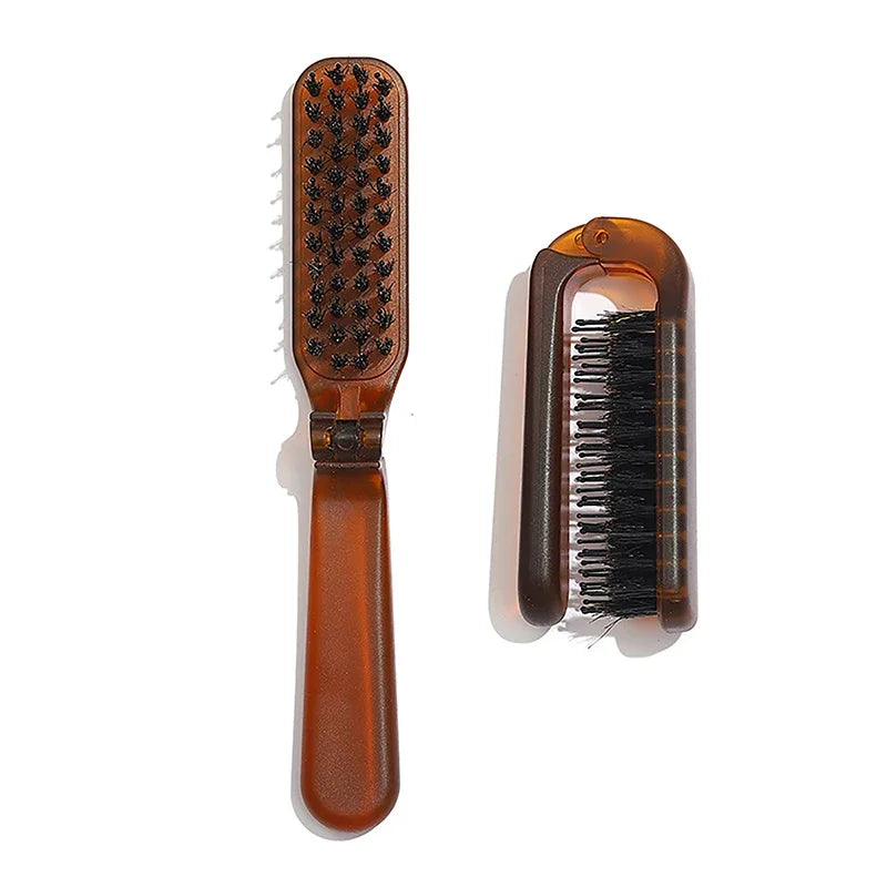 Boar Bristle Foldable Pocket Hair Brush | Amber Travel Comb Foldable Hair Brush QXL