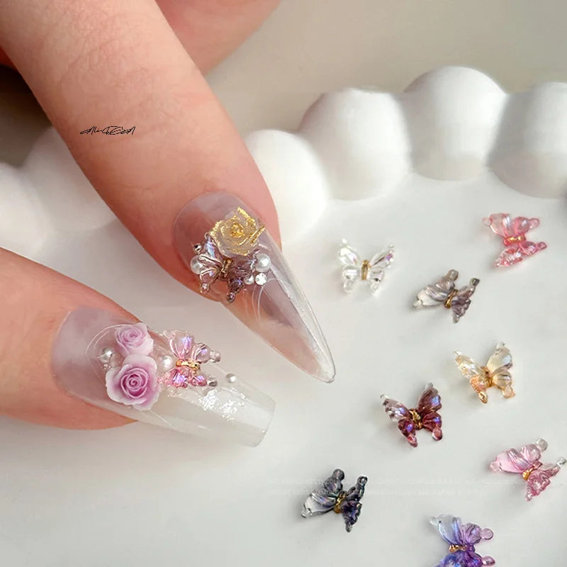 30-Pack 3D Butterfly Nail Charms | Resin Bowknot Decorations Nail Art Charms QXL